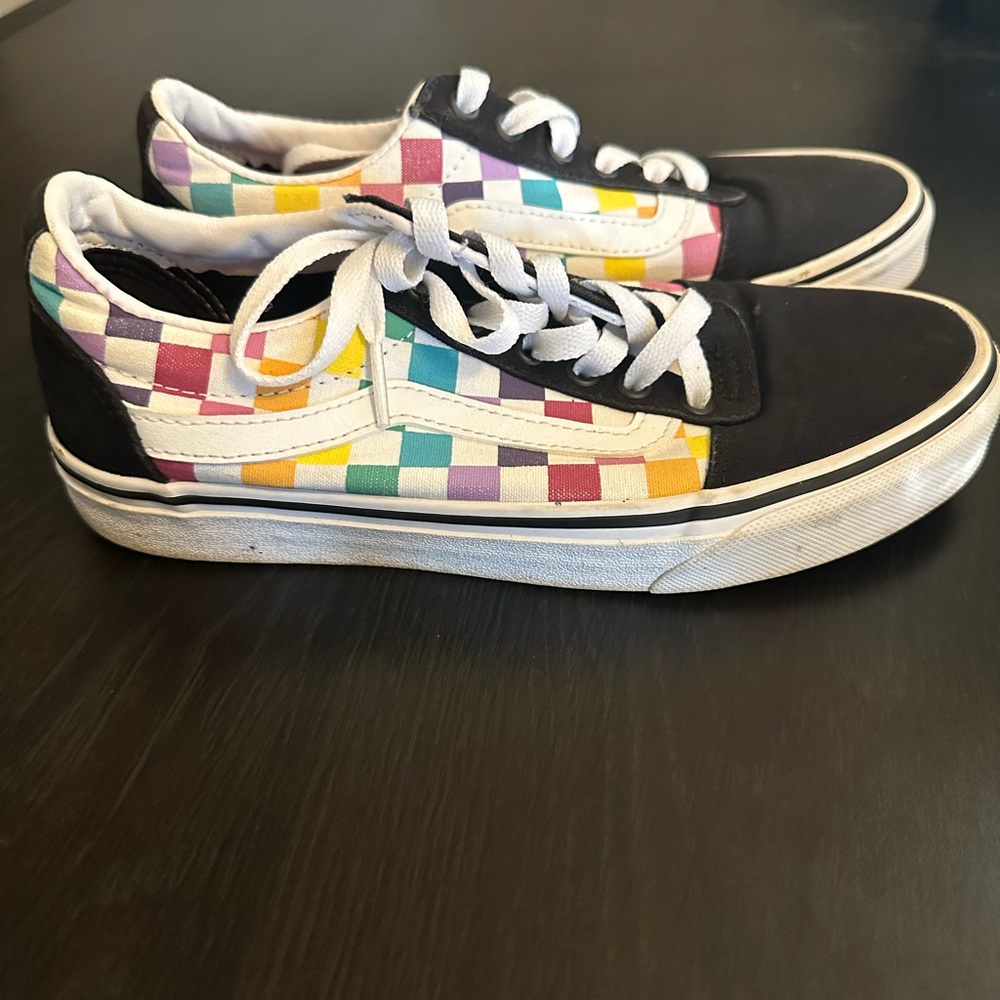 Rainbow checkered Van sneakers
